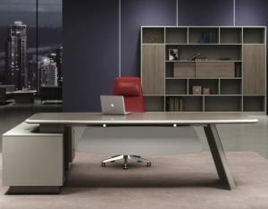 China Modern L Shape Ergonomic Office Desk Luxury High End Executive Office Desk And Chair Ceo Boss Wooden Office Desk factory