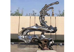 China Unique Modern Artwork Polished Stainless Steel Sculpture , Metal Wave Sculpture factory