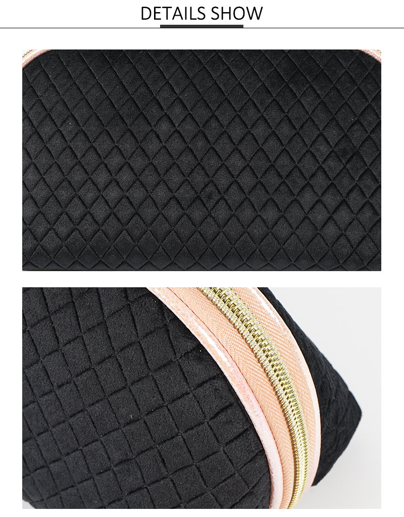 Flocking Zipper Velvet Storage Bag For Beautician