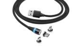 5A 3 In 1 Round Micro Magnetic Data Cable Type C Nylon Braided For IPhone