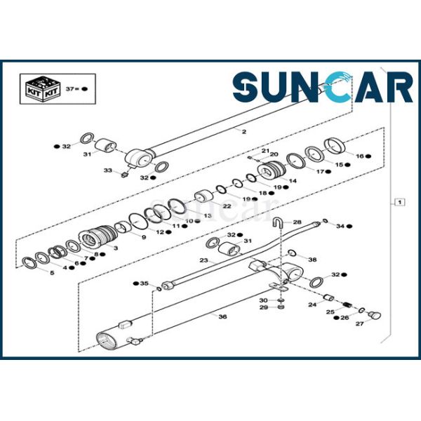 China XKCC00973 Dipper Cylinder Seal Repair Kit XKCC-00973 CASE CX60C Mini Crawler Excavator Sealing Kit factory