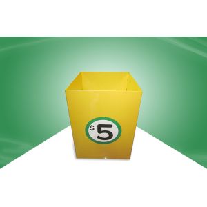 Glossy Lamination Yellow Cardboard Display Bins For Promoting Dvds