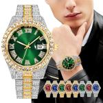 Luxury Custom Bling Hip Hop Fully Iced Out Watches Silver Gold Blue Dial Men