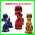 Hotel mall deco metal effect robert dog statue as decoration in park or hall