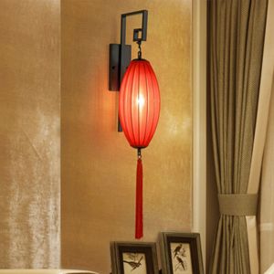 China Classical Chinese Style Festive Quaint Rural Wood Red Lantern Wall Lamps(WH-OR-92) on sale