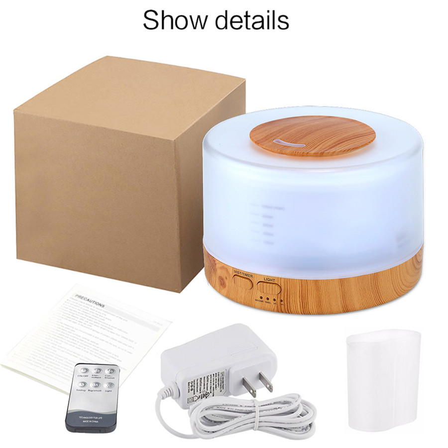 500ml Remote Control Aroma Essential Oil Diffuser Ultrasonic Air Humidifier with 4 Timer Settings
