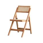 Restaurant Folding Outdoor Wicker Dining Chairs Wooden Frame Rattan Side Chair