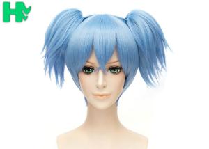 China Dark Blue Anime Heat Resistant Cosplay Wigs Short With Ponytails factory