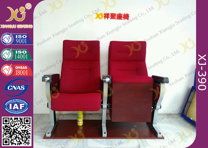 Aluminum Alloy Base Legs Auditorium Theatre Seating With Ash Wood Veneer Finished