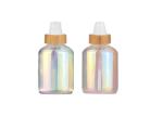 Electroplated Colorful Care Lotion Cream Spray Glass Pump Bottles With Bamboo