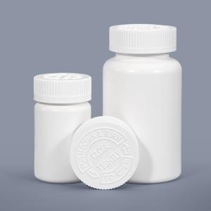 China Engraved White Round Plastic Pill Bottles for Capsule Tablets Pharmaceutical Storage factory