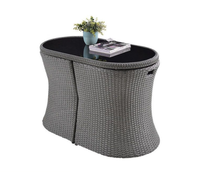 Indoor Outdoor Patio Rattan Bistro Dining Set Balcony Chair Leisure Space Saving