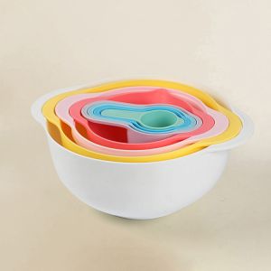 Multicolored 8 Piece Nesting Bowls Set Mixing Bowl And Measuring Cup Set