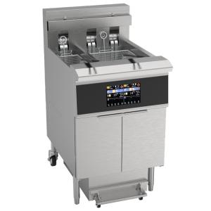 China Electric Two Pots 3 Baskets Touchscreen Panel With Oil Filter System Fryer factory