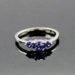 Women Jewelry 925 Silver Amethyst Three Gemstone Ring (JY003)