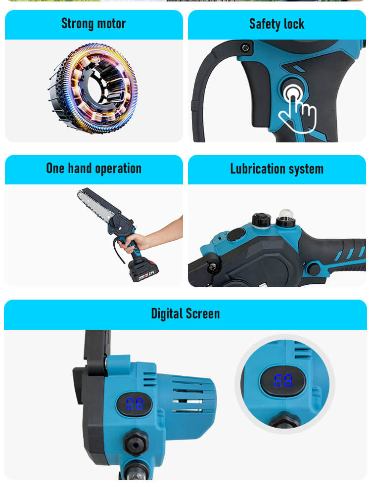 6-Inch Mini Chainsaw Cordless Power With Auto Oiler Security Lock Handheld Small Wood Chainsaw OEM