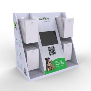 China Retail Store Cardboard Display Stand Pet Food Paper Display Stand With LCD Screen factory
