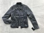 Black Ladies Faux Pleather Jacket Polished Gunmetal Zip With Quilting Tw75779