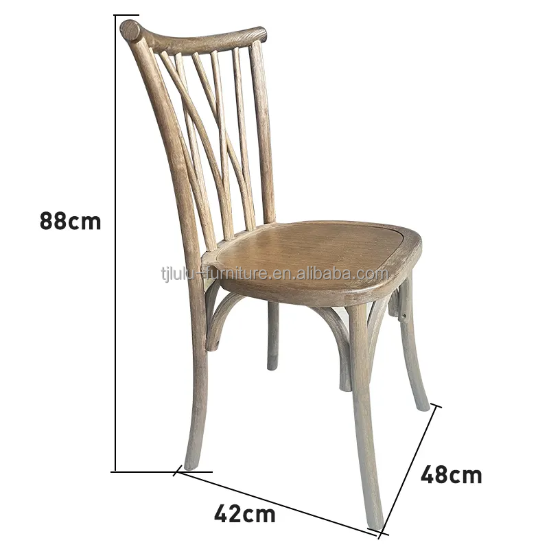 Antique Wedding Event Vintage X Cross Back Stackable Wood Chair with Rattan Foam Seat
