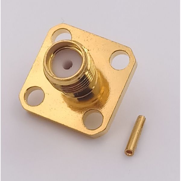 customized SMA Coaxial Connector SMA Jack Connector With 4 Holes Flange Panel