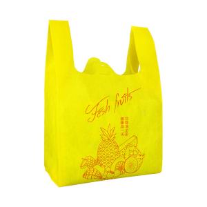 China Yellow Recyclable Environmental Friendly Reusable Shopping Non Woven T Shirt Bag factory