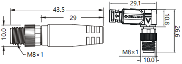 IP67 M8 Connector Harness Double End Precast Wire Harness Male Straight / Bend 4P Towing Chain 10m