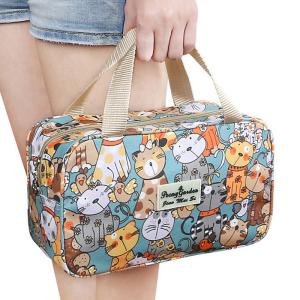 China Flower Design Polyester Cosmetic Makeup Bag Set factory