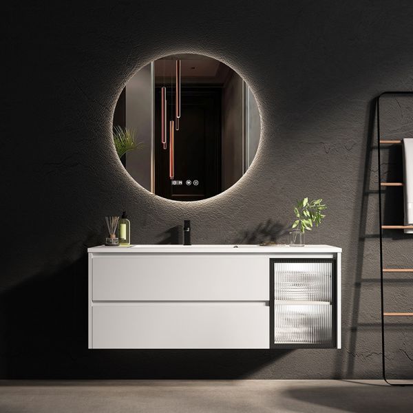 China Single Sink LED Mirror Cabinet Moisture Resistant Bathroom Vanity factory