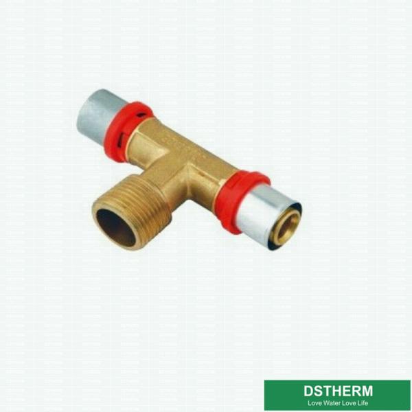 Customized Male Threaded Tee Compression Double Straight Brass Press Union