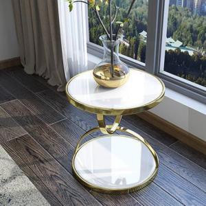 China Round SS Steel Surface Marble Sofa End Table For Sophisticated Spaces factory