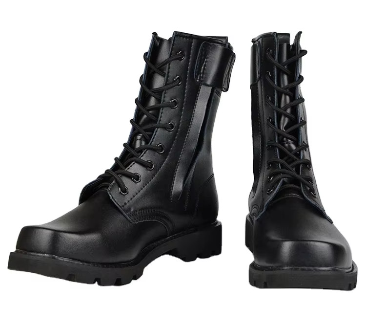 Genuine Leather Military Boots In Black And Durable Design