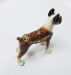 Fashion Metal Alloy Pewter Crystal Enamel Dog Trinket Jewelry Box