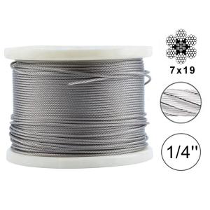 China Non-coated 250fts Steel Cable Rope For Decking Railing Hardware Kits System Length 250fts T316 Stainless Steel Wire Rope factory