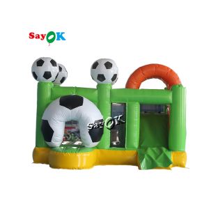 China Green Small Football Jumper Inflatable Bounce Soccer Bouncer Slide Combo on sale