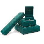 Velvet Emerald Color Jewelry Packaging Box For Necklace