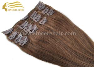 China 16 Inch Straight Hair Extensions Clips-in for sale - 40 CM Full Set 7 Pieces of Clips-In Remy Human Hair Wefts on Sale factory