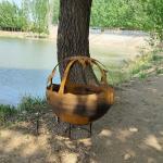 1000mm Outdoor Corten Steel Round Fire Pit For Wood Manual Ignition