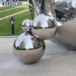 Large Outdoor Garden Mirror Polished Forged Metal Sculpture Hollow Sphere
