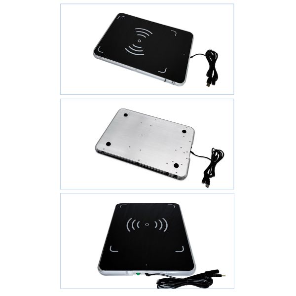 Active Long Distance UHF Desktop RFID Reader Acrylic And Aluminium Alloy Housing