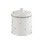 Round shape ceramic bathroom accessories set white color with acrylic decor