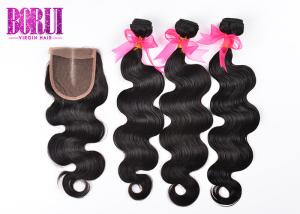 China Dyed Brazilian Body Wave Hair 3 Bundles With Closure 4x4 Double Weft Smooth factory