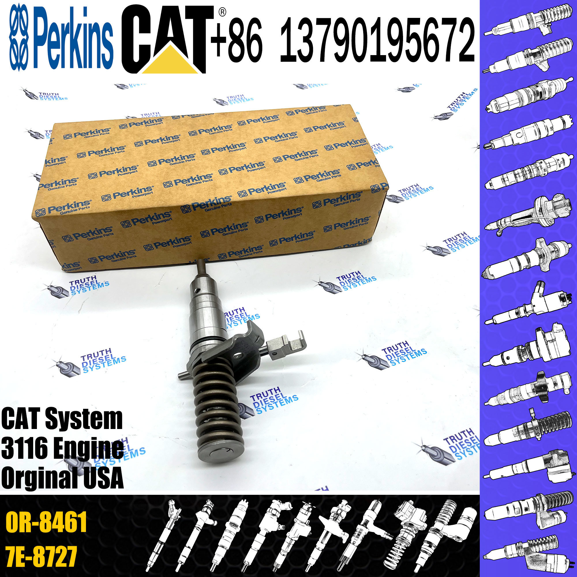 Fuel injector 127-8222 0R8461 1278222 0R-8461 for Engine 3114 3116 Excavator 325 325L Wheel Loader 950F 950F II 960F