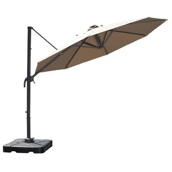 Outdoor Furniture Must-Have Large Aluminium Hand Crank Umbrella with Solar LED