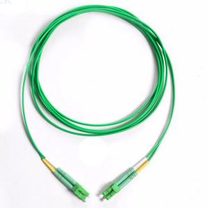 China Green Cable Fibre Optic Patch Cord LC/APC-LC/APC Singlemode Duplex 3.0mm OFNR factory
