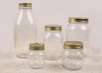 Clear Carved Glass Storage Jars With Gold Color Screw Lid Round Shape
