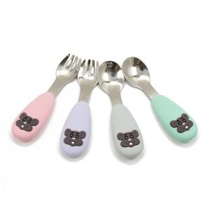 China BPA Free ASTM Baby Silicone Fork Set With Utensils Case factory
