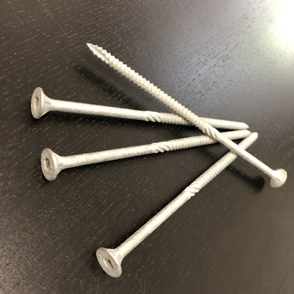 China 150 mm Batten Screws Bugle Head Hex Stocket Drive With 4 Ribs & Fast Thread & Type 17 Mirror Polished Deck Screws factory