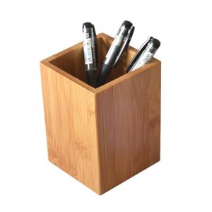 China Multi Purpose Bamboo Wood Desk Pen Pencil Holder Stand Pencil Cup Pot Desk Organizer factory