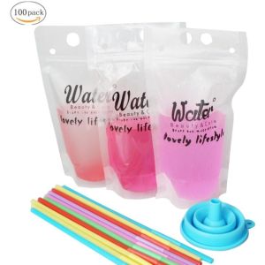 biodegradable eco-friendly FDA clear juice sealed drink pouches translucent