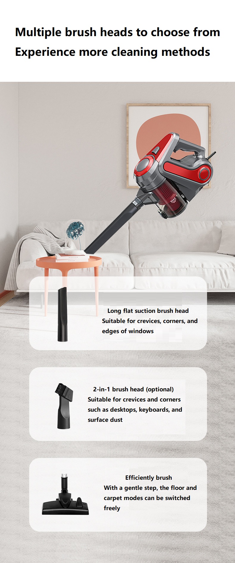 600W 18kpa Wired Stick Corded Portable Electric Household Handheld Vacuum Cleaners for Cleaning